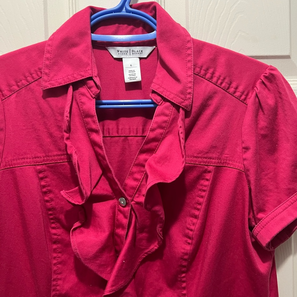 White House black market pink/maroon dress w/ belt. Size 6